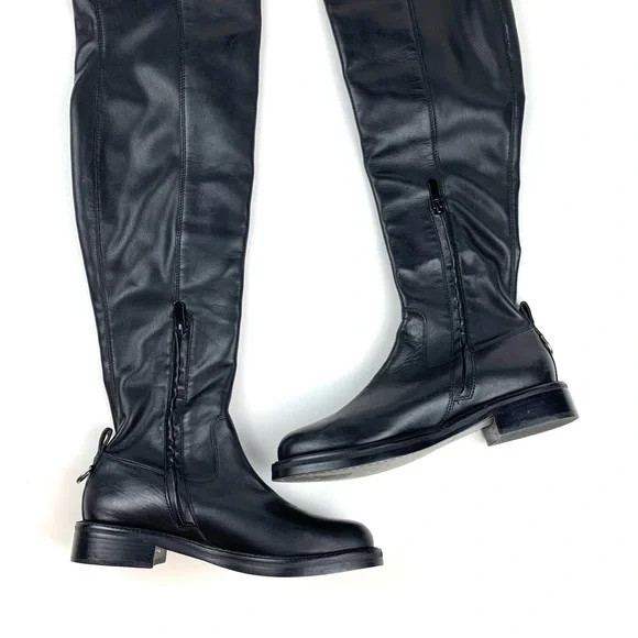 Sam Edelman Narisa Over The Knee Boots Black Leather Low Heel Classic! Size 6.5 - Picture 4 of 9